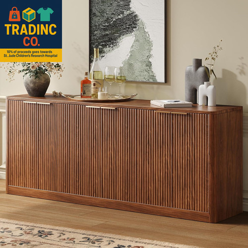 Fluted walnut buffet - fluted,
