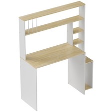 HOMCOM Scrivania Moderna per PC con Scaffale e Porta CPU 113x45x138.5cm Rovere