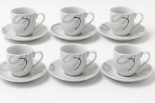 Set 6 Tazzine Caffè con Piattini in Ceramica Design Moderno Tazze