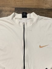 Maglione tennis vintage Nike Agassi camicia uomo XL bianco mezza zip finto collo anni 90