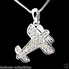 Aeroplano ~ IN Swarovski Cristallo Aviazione Pilota Aviatore Aereo Collana Nuova