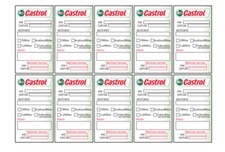 20 adesivi Castrol Oil Service " ispezione cambio olio antigelo " 90x45mm