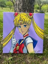 Tela 30X30 Dipinto A Mano Con Acrilici Personaggio Manga Sailor Moon