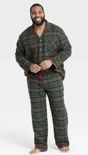Set Pigiama Uomo Grande Alto Tartan Plaid Mano Cuore Natale Cotone 3 4 5XL SCEGLI!