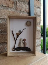 Quadro fatto a mano con inserti di Sassi e Legni  