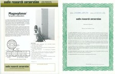 c1975 Audio Research Magneplanar Tympani Stereo Altoparlanti Brochure Coppia Lucidi 