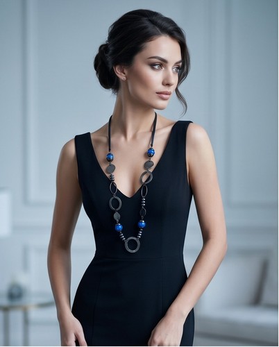 Collana lunga metallo blu - in,