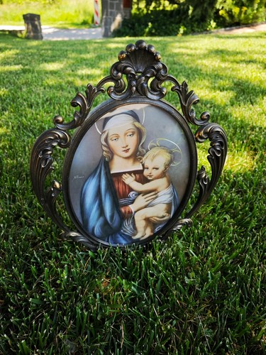 Quadro con madonna gesu - e,