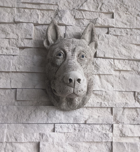 Large cast stone - large, dog