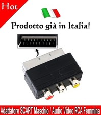 Adattatore scart av rca maschio femmina convertitore presa tv dvd decoder 