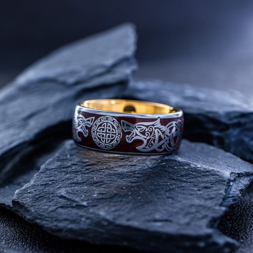 Anello testa lupo vichingo - testa,