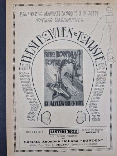 1923 pubblicità freni bowden - pubblicitÀ,