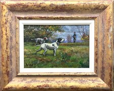 Dipinto Olio Tavola Caccia