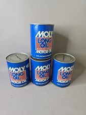 4 Vintage Cardboard Moly Long Oil Heavy Duty Motor Oil Full Cans Quart 1960s Ec