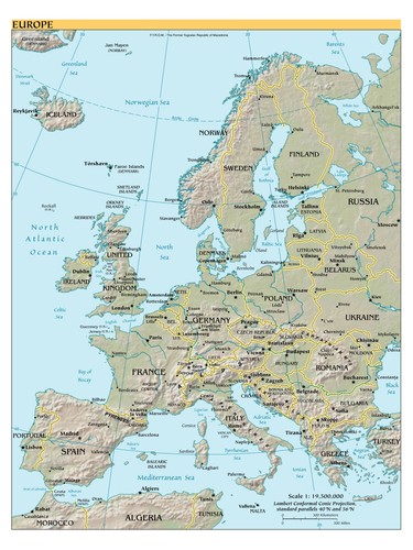 Stampa mappa europa politica - mappa,