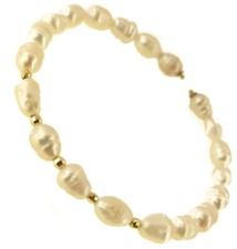 Bracciale Braccialetto Semirigido Donna perle Oro Giallo 18 Kt Carati Ct 750
