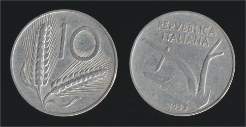 Lire 1953 spighe aratro - lire,