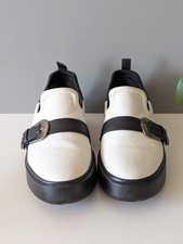 Scarpe basse Geox italiane bianche e nere in vera pelle con fibbia antiscivolo 4