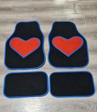 TAPPETINI AUTO NERI CON TALLONE CUORE ROSSO PER CITROEN C1 C2 C3 PICASSO DS3 C4 DS4