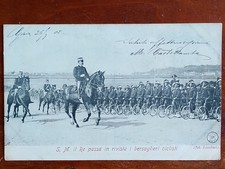 S.M. IL RE PASSA IN RIVISTA I BERSAGLIERI CICLISTI - VIAGGIATA 1905 - 6423