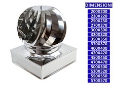 ALLINOX Terminale Eolico Acciaio Inox Canna Fumaria Comignolo Base Quadra