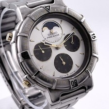 Orologio Uomo SEIKO Presage Fasi Lunari Cronografo Quarzo Argento 39,4mm