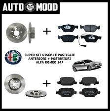KIT DISCHI E PASTIGLIE FRENI ANTERIORI E POSTERIORI ALFA 147 156 1.9 JTD =BREMBO