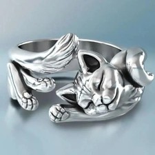 Anello gatto placcato argento