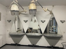 Postazioni Parrucchiere Vintage, Con Mensola E Specchio, Con Poggiapiedi