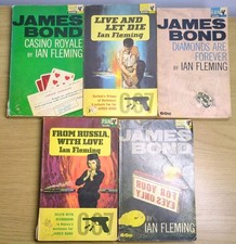 James Bond PAN Book PB set X5 Casino Royale Live and Let Die - Ian Fleming 1960s