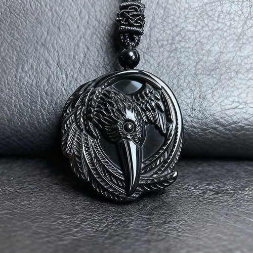 Collana con ciondolo corvo - , in
