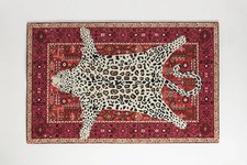 Tappeto tappeto Octavia rosso leopardato moderno trapuntato a mano 100% lana