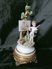 Ceramica Capodimonte "ANGELO PITTORE" con base bronzo !
