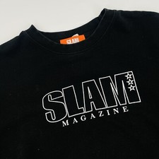 Maglione vintage Slam Magazine uomo grande nero girocollo felpa casual anni 90