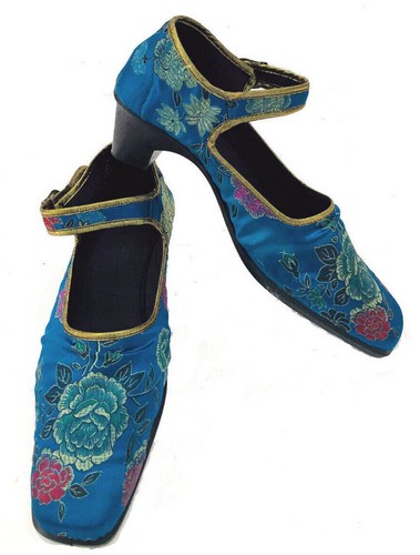 Broccato raso blu cinese oro - cinese,