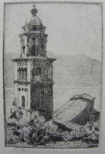 Roberto Iras Baldessari (Innsbruck 1894 - Roma 1965) Campanile sul lago anni '20