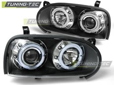 FARI ANTERIORI NERO ANGEL EYES PER VW GOLF 3 91-97 FANALI R32 LOOK NEW LIGHTS