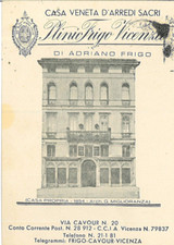 Cartolina pubbl. PLINIO FRIGO, Casa Arredi Sacri. VICENZA. Arch. Miglioranza