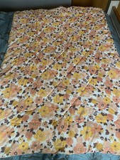 Vintage 1970’s Orange & Yellow Flower Power Single bed quilt, Hippy/Retro/Camper