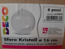 32 SFERE TRASPARENTI DI PLASTICA PER DECOUPAGE PALLE NATALE APRIBILE 16 CM 14 CM