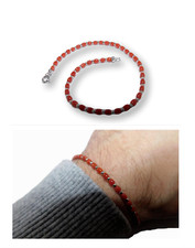 Bracelet 2,8 MM for Men with Red Coral and Gemstone Natural of 925 Silver Italy