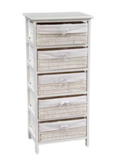 CASSETTIERA 5 CASSETTI VIMINI BAINCA LEGNO SLIM SALVASPAZIO 40*25*H90CM