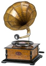Grammofono tromba con piatto - grammofono,