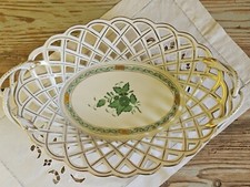 Porcellana Herend Cesto Portapane Centrotavola Happonji Verde Woven Basket -ug-