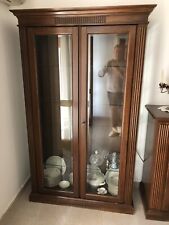 cristalliera vetrina in noce, con led interni, H 200xL117x40