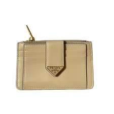 Portacarte unisex Prada in pelle Saffiano beige