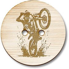 'Muddy Mountain Bike Wheelie' Bottoni in legno (BT048618)