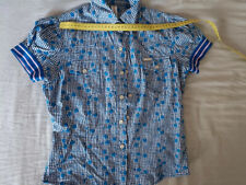 Camicetta a maniche corte a quadretti bianchi e blu Fornarina tgS 