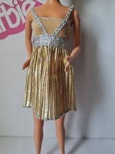 BARBIE MATTEL 2008 ABITO DORATO FASHION PACK 7478 BAMBOLA DOLL OUTFIT CLOTHES