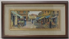 Painting Picture DIPINTO OLIO SU TAVOLA Piero PELLEGRINI Mercato LIVORNO